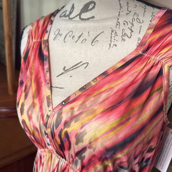 ONE WORLD Red Pink Cheetah Maxi Sundress V-Neck Sleeveless NWT 88.00‼️FINAL SALE - Picture 8 of 10